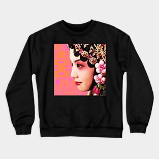 Chinese Opera Star Pink with Orange Double Happiness Symbol- Hong Kong Retro Crewneck Sweatshirt